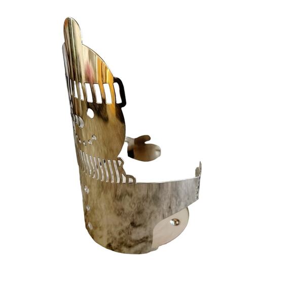 Bath & Body Works Slatkin Snowman Tall Chrome Silver Metal 3-Wick Candle Holder - Picture 5 of 6